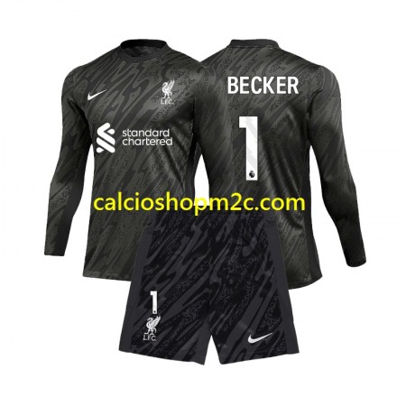 Liverpool Alisson Becker 1 Portiere Bambino Maglia Prima 2024/2025 Manica Lunga